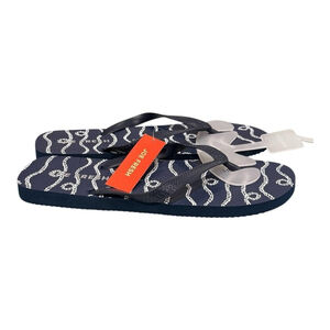Joe Fresh Flip Flop Sandals mens Size 9 Blue Rope Print Beach Shoes Summer